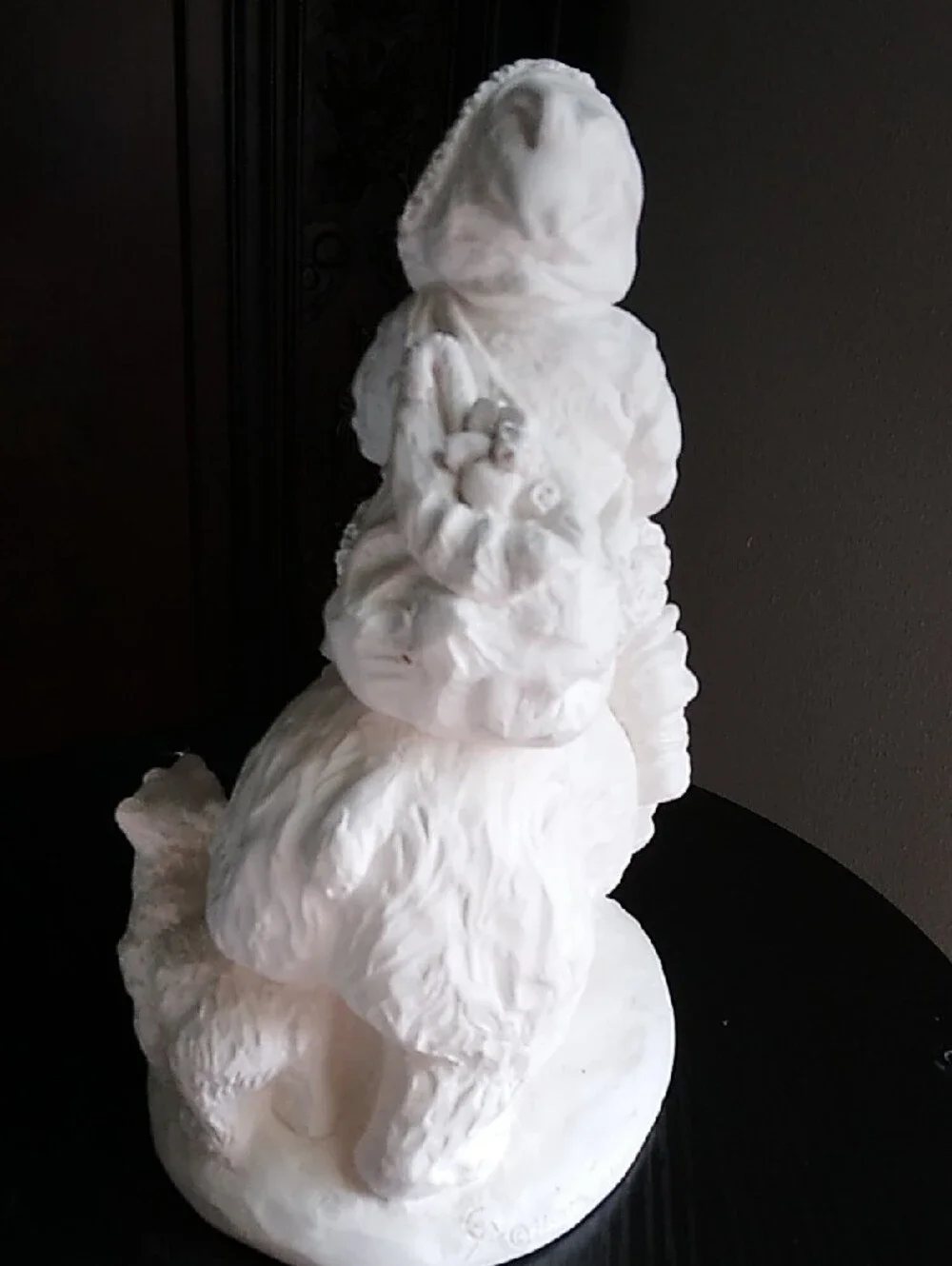 White Santa on Polar Bear Plaster Sculpture